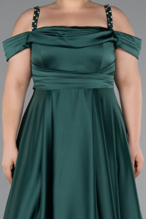 Askılı Uzun Saten Büyük Beden Abiye ABU4207