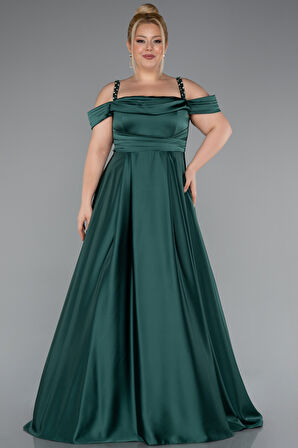 Askılı Uzun Saten Büyük Beden Abiye ABU4207