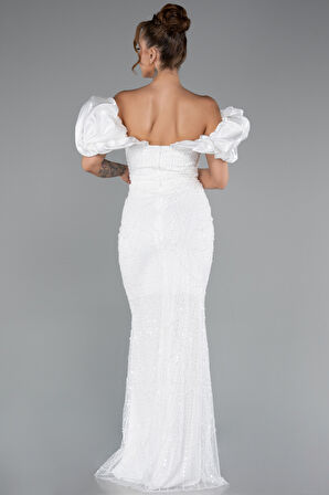 Kısa Kol Boncuklu Uzun Taşlı Balık Abiye ABU4509