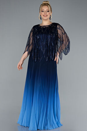 Şal Detay İki Parça Uzun Büyük Beden Abiye ABU4633