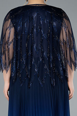 Şal Detay İki Parça Uzun Büyük Beden Abiye ABU4633