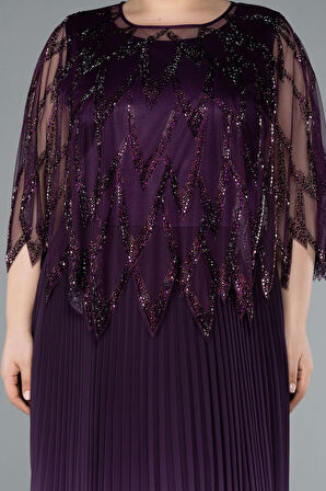 Şal Detay İki Parça Uzun Büyük Beden Abiye ABU4633