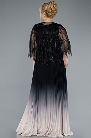 Şal Detay İki Parça Uzun Büyük Beden Abiye ABU4633