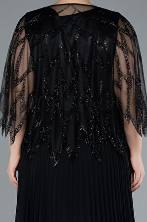 Şal Detay İki Parça Uzun Büyük Beden Abiye ABU4633