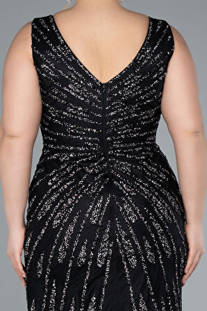 Kolsuz Yırtmaçlı Uzun Taşlı Büyük Beden Abiye ABU4717