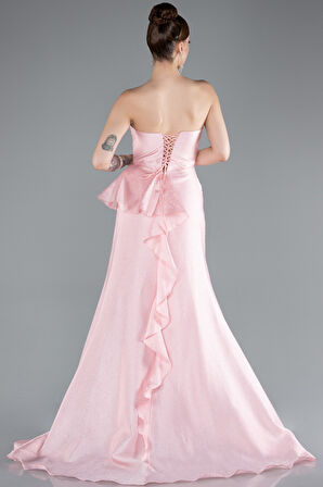 Straplez Kedi Kulağı Yırtmaçlı Uzun Abiye ABU4724