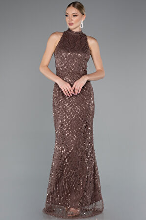 Halter Yaka Boncuklu Uzun Balık Abiye ABU4791