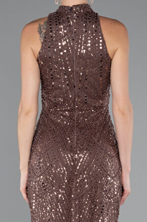 Halter Yaka Boncuklu Uzun Balık Abiye ABU4791