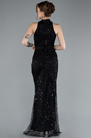 Halter Yaka Boncuklu Uzun Balık Abiye ABU4791