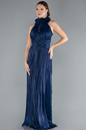 Halter Yaka Uzun Şifon Abiye Elbise ABU4811