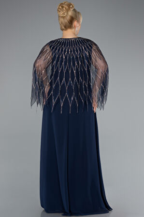 Kolsuz Üstü Taşlı İki Parça Uzun Büyük Beden Abiye ABU4888