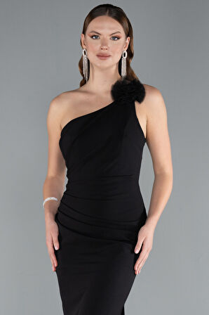 Tek Omuz Yırtmaçlı Uzun Abiye Elbise ABU4891