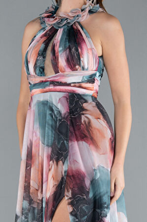 Bacak Dekolteli Empirme Uzun Mezuniyet Elbisesi ABU4901