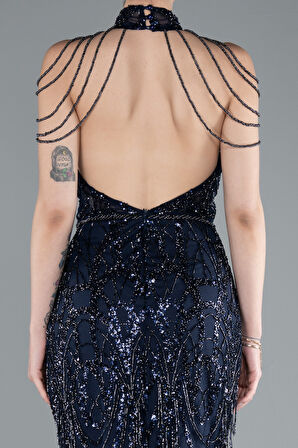 Halter Yaka Omuzları Boncuklu Uzun Abiye ABU4912