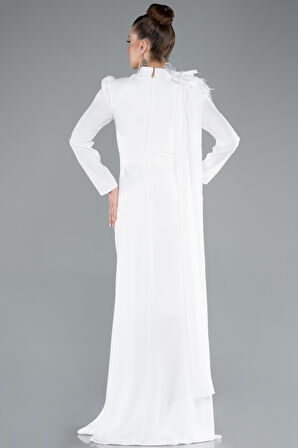 Dik Yaka Uzun Kol Şallı Tesettür Abiye ABU4934