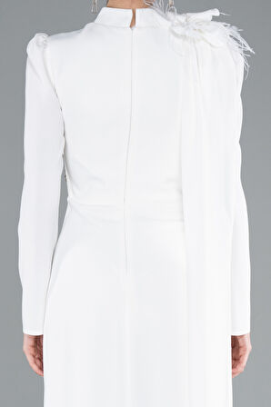 Dik Yaka Uzun Kol Şallı Tesettür Abiye ABU4934