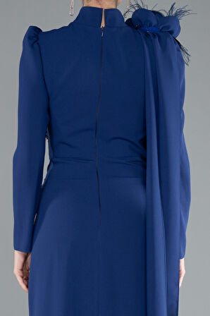 Dik Yaka Uzun Kol Şallı Tesettür Abiye ABU4934