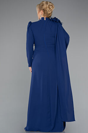 Dik Yaka Uzun Kol Büyük Beden Tesettür Abiye ABU4938