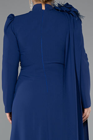 Dik Yaka Uzun Kol Büyük Beden Tesettür Abiye ABU4938