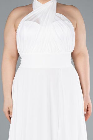 Yırtmaçlı Uzun Şifon Büyük Beden Mezuniyet Elbisesi ABU4951