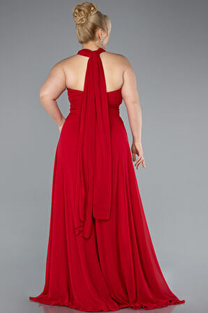 Yırtmaçlı Uzun Şifon Büyük Beden Mezuniyet Elbisesi ABU4951