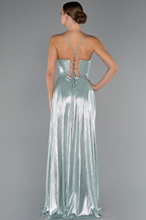 Bacak Ve Sırt Dekolteli Parlak Kumaş Uzun Abiye ABU4996