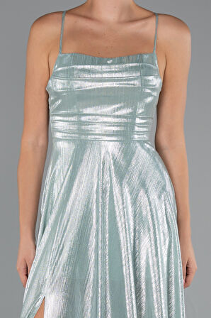 Bacak Ve Sırt Dekolteli Parlak Kumaş Uzun Abiye ABU4996