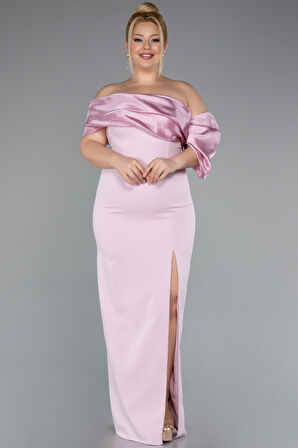 Bacak Dekolteli Uzun Büyük Beden Abiye Elbise ABU5047