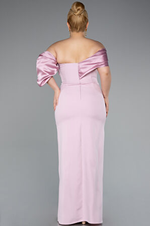 Bacak Dekolteli Uzun Büyük Beden Abiye Elbise ABU5047