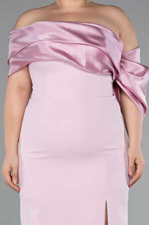 Bacak Dekolteli Uzun Büyük Beden Abiye Elbise ABU5047