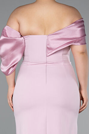 Bacak Dekolteli Uzun Büyük Beden Abiye Elbise ABU5047