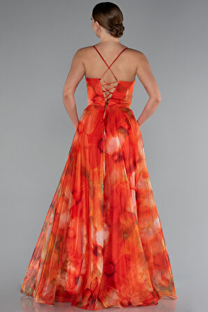 Bacak Dekolteli Uzun Empirme Mezuniyet Elbisesi ABU5053