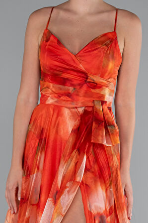 Bacak Dekolteli Uzun Empirme Mezuniyet Elbisesi ABU5053