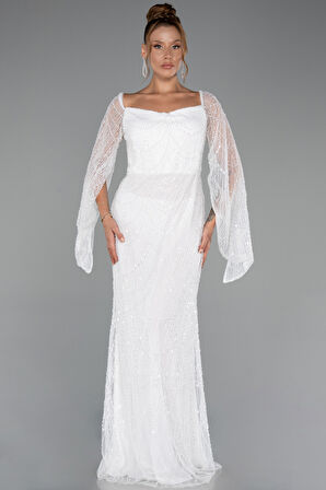 Uzun Kol Boncuklu Büyük Beden Abiye ABU5067