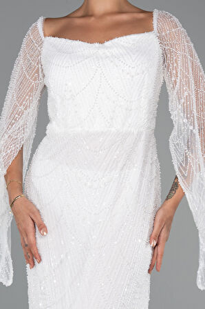 Uzun Kol Boncuklu Büyük Beden Abiye ABU5067