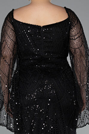 Uzun Kol Boncuklu Büyük Beden Abiye ABU5067