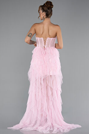 Straplez Yırtmaçlı Uzun Abiye ABU5071