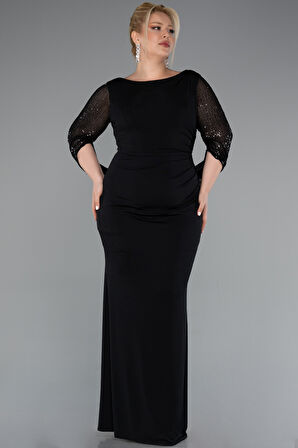 Pullu Kapri Kol Uzun Büyük Beden Abiye ABU5078