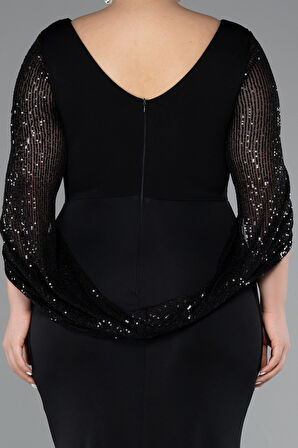 Pullu Kapri Kol Uzun Büyük Beden Abiye ABU5078