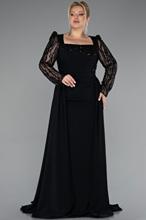 Pullu Uzun Kol Kuyruklu Büyük Beden Abiye ABU5094