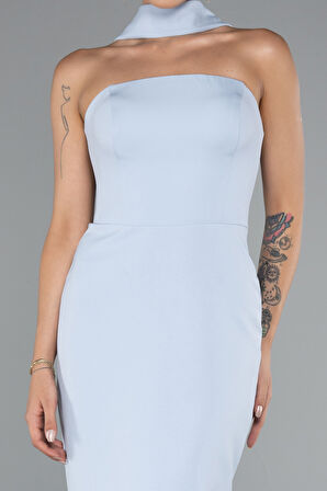 Straplez Şal Aksesuarlı Uzun Balık Abiye ABU5097