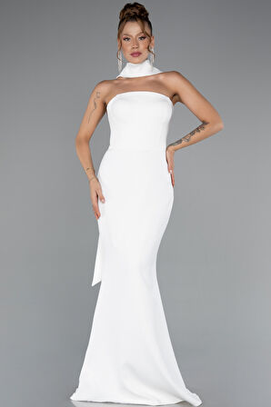 Straplez Şal Aksesuarlı Uzun Balık Abiye ABU5097