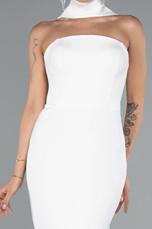 Straplez Şal Aksesuarlı Uzun Balık Abiye ABU5097