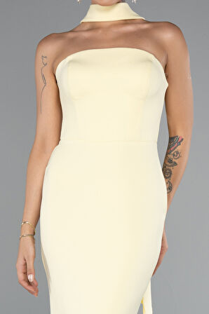 Straplez Şal Aksesuarlı Uzun Balık Abiye ABU5097