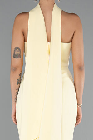 Straplez Şal Aksesuarlı Uzun Balık Abiye ABU5097