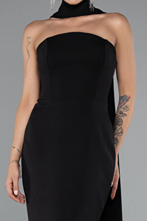 Straplez Şal Aksesuarlı Uzun Balık Abiye ABU5097