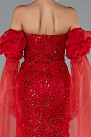 Straplez Uzun Dantel Özel Tasarım Abiye ABU5102