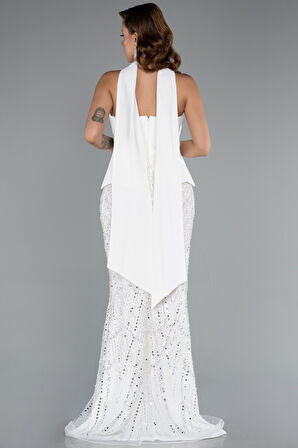 Straplez Peplum Detay Taşlı Uzun Balık Abiye ABU5131