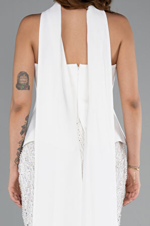 Straplez Peplum Detay Taşlı Uzun Balık Abiye ABU5131