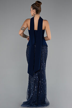 Straplez Peplum Detay Taşlı Uzun Balık Abiye ABU5131